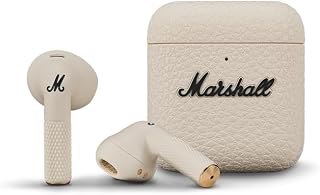 Marshall Minor IV True Wireless Bluetooth Earbuds | 30+ Hr Playtime with Charging Case, Microphone for Calls IPX4 Water-Resistant Design - Cream