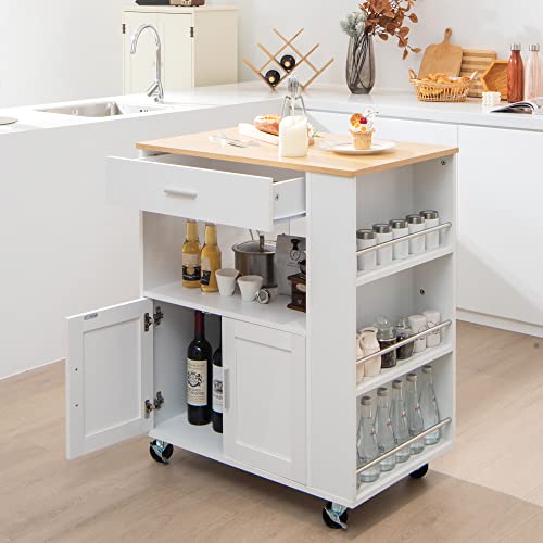 LOKO-Kitchen-Island-on-Wheels-Kitchen-Trolley-Cart-with-Towel-Rack-Spice-Rack-Rolling-Kitchen-Island-with-2-Lockable-Wheels-Small-Kitchen-Storage-Islands-Carts-325-x-20-x-365-Inches-White LOKO Kitchen Island on Wheels Kitchen Trolley Cart with Towel Rack Spice Rack Rolling Kitchen Island with 2 Lockable Wheels Small Kitchen Storage Islands Carts 325 x 20 x 365 Inches White