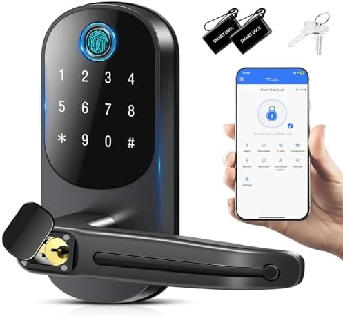 Smart Door Lock, Fingerprint Door Lock, 12-in-1(Fingerprint/passc...
