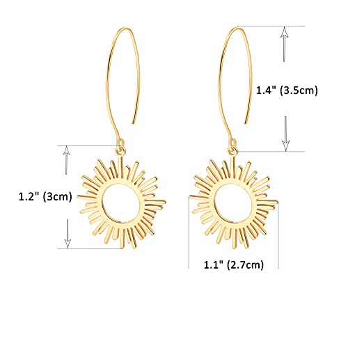 Geometric Drop Dangle Earrings Boho Statement Long Hoops 18k Gold Plated Lightweight Earrings for Women Girls4