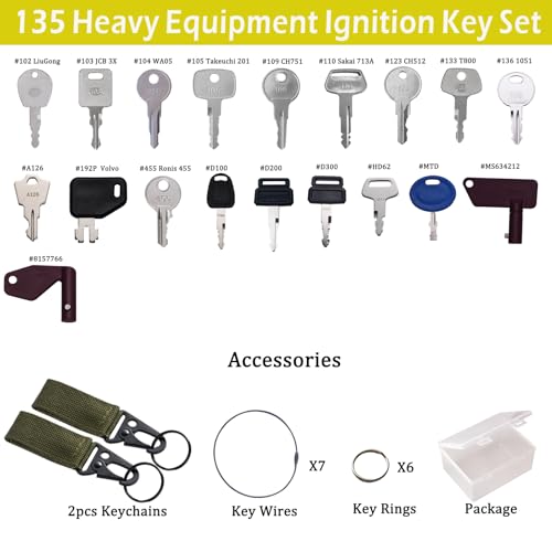 135PCS All-Inclusive Heavy Equipment Keys Master Set, Full Coverage Keys for JCB Bobcat JLG Terex Cat Komatsu John Deere Yammar Takeuchi Ford New Holland Case Daewoo Kubota Hyster Construction Machine by WAH YUE HING - Image 5