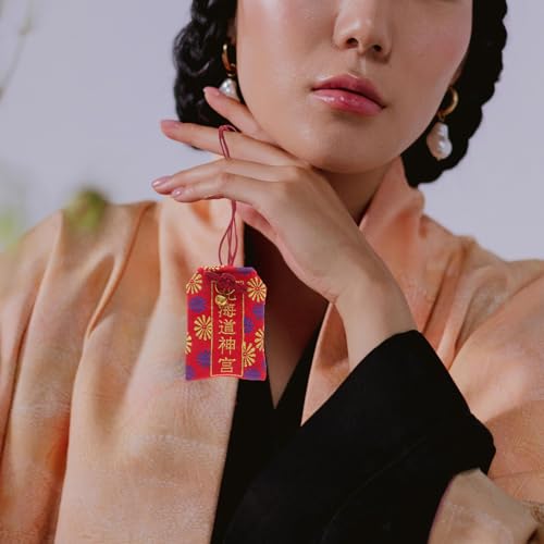 LALADEFIEE Amuleto Omamori Japonés Salud Bolsa de Bendición Roja Estilo Japonés Colgante Protector Tradicional Amuleto de Buena Salud y Suerte Accesorio Portátil para Uso Diario - imagen 7