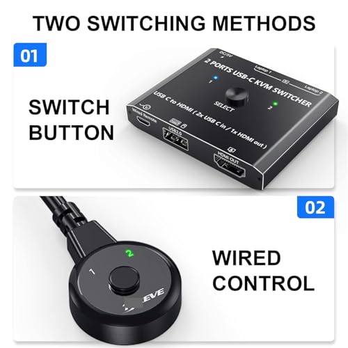 Switch KVM USB C 4K 60Hz pour partager un écran entre deux ordinateurs - 3