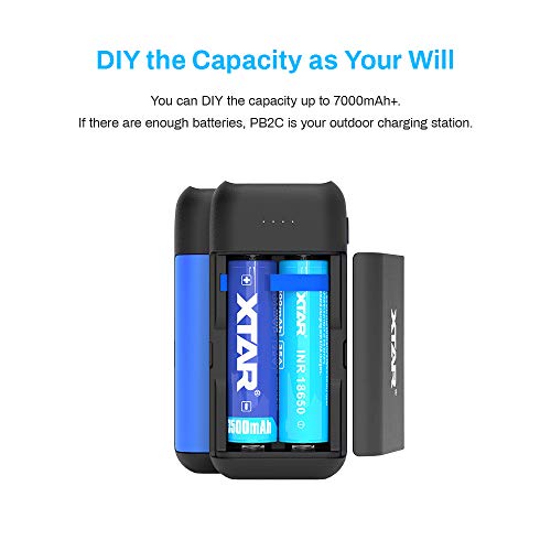 Speedy 18650 Battery Charger Xtar Pb2C Usb Output Function, Portable Li-Ion 18650 Battery Charger Box W/Usb Port And Led Display For All 18650 Batteries（Batteries Not Included) #TOP5