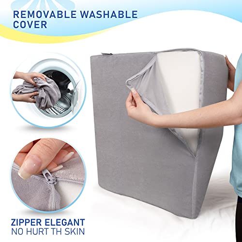 Healthex Leg Elevation Pillow With Memory Foam Top - Elevated Leg Rest Pillow For Circulation, Swelling, Kneef - Wedge Pillow For Legs, Sleeping, Reading, Relaxing - Removable Washable Cover (8 Inch) #TOP6