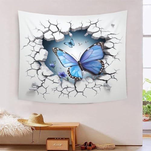 Tapisserie murale papillons 3D 180x230cm en tissu pour décoration de chambre