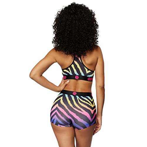 Psd Womens Rainbow Zebra Sports Bra, Multi, M #TOP2