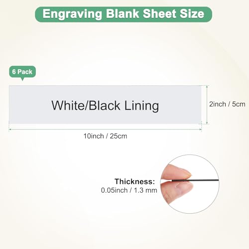 Image of M METERXITY 6-Pack Engraving Blank Materials Double Color 10x2 Inch, 1.3mm Thick ABS Plastic Sheet Yard Signs Name Plate for Door /Office /Home /Conference /Hotel /DIY Carving[White /Black]