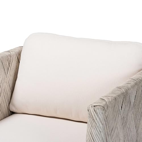 Sillón Lounge tejido a mano en ratán blanco miniatura 7