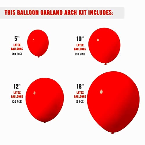 18''/12''/10''/5'' Themed Party Balloons,95 Pieces Solid Color Balloons Garland Arch Balloons For Bachelorette Party,Bridal Shower,Wedding,Christmas,Graduation,Baby Shower,Birthday Party (Red) #TOP2