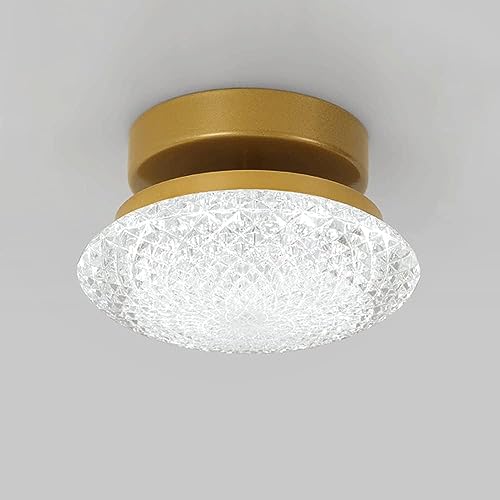 Lámpara de techo LED acrílica dorada de diseño moderno y luz cálida para salón