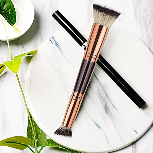 Foundation Brush,Double-Ended Make Up Brushes For Foundation, Powder, Blush And Concealer, Long Kabuki Brush For Liquid, Cream And Powders Products(Gold)-Gohigh #TOP6