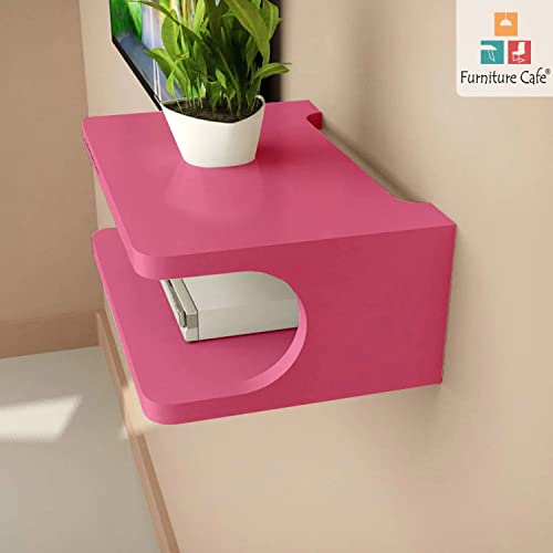Furniture Cafe Set top Box Stand | WiFi Router Holder Wooden Wall Shelves | Setup Box Stand for Home | Wall Mount Stylish WiFi Router Holder TV Cabinet Living Room Furniture (Color-Pink) 8 41oZPMrOnOL