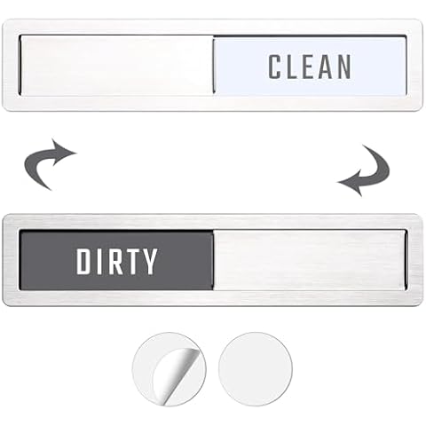 TOEKSIX Dishwasher Magnet Clean Dirty Sign,Premium Stainless Steel Clean Dirty Magnet for Dishwasher,Slide Non-Scratching Strong Magnet Sign for Dishwasher/Washing Machine/Microwave Cover