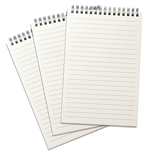 Top-Spiral Notebooks, Steno Pads Wirebound Memo Notepads, Moisture Resistant PP Cover, 5.4" x 8.5", 3 Pads/Pack, 68 Sheets/Pad(College Ruled)