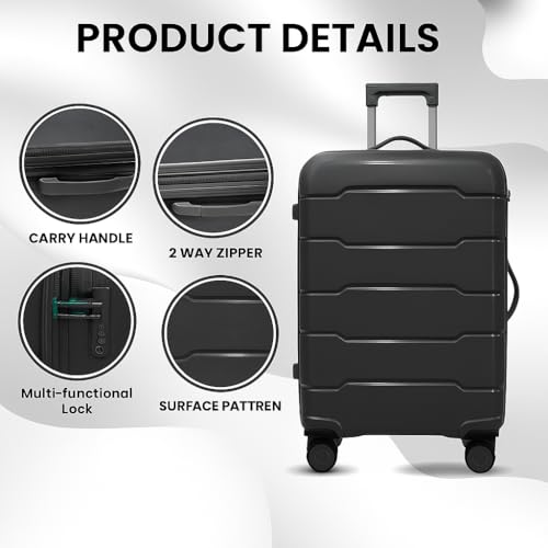 Image of 28-Inch Hard-Shell Luggage Suitcase | Lightweight 3.7 kg | 360 Spinner Wheels | 2-Way Zipper | Multi-Functional Lock | Business & Family Travel Trolley Bag (1, Dark GREY-20 24 inch 28 inch)