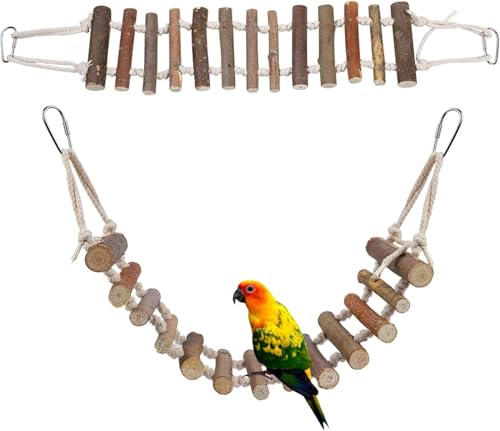 【新モデル 人気】Pogowu 鳥かごのはしごセット 2個入 木製 ケージ用 クライミングはしご 爪研ぎ機能 鳥のおもちゃ インコ オウム オカメインコ チンチラ 爬虫類 トカゲ テラリウム 水槽装飾 吊り下げ橋 室内遊具 噛みにくい安全設計 耐久性長持ち