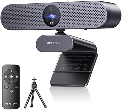 DEPSTECH 4K Webcam, DW50 Webcam with Dual Microphone for PC Autofocus Sony Sensor 8MP HD Webcam, Privacy Cover & Remote Control, Plug and Play USB Webcam for Laptop/Video Call/Team Meeting/Skype/Zoom