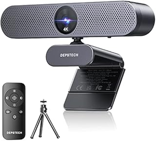 DEPSTECH 4K Webcam, DW50 Webcam with Dual Microphone for PC Autofocus Sony Sensor 8MP HD Webcam, Privacy Cover & Remote Control, Plug and Play USB Webcam for Laptop/Video Call/Team Meeting/Skype/Zoom
