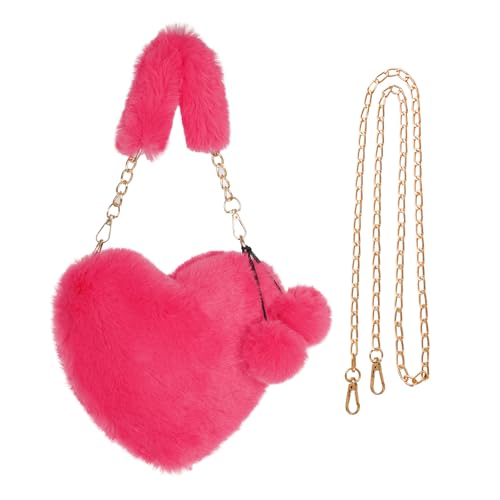 Miayon hot pink heart-shaped faux-fur purse