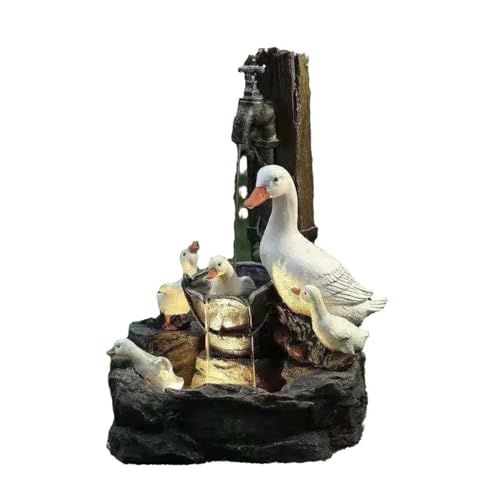 Statua a fontana a cascata a energia solare con luci a LED, decorazione da giardino per interni ed esterni, design unico in resina, perfetta per terrazze e cortili
