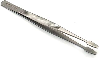 Stainless Steel Stamp Tweezers Collector Tongs Flat Wide Tip Precision Philately Forceps for Stamps, Documents, Photo Development, Coin (Straight Tips)