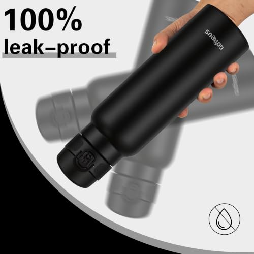 Image of GOPPUS 25 oz Insulated Water Bottle with Direct-Drink Lid,Keep Cold 24H,Leak-Proof Stainless Steel Bottle Ideal for the Gym,Travel,and Outdoor Use,Suitable for Teens and Adults(Black)