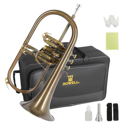 ROWELL Bb Flugelhorn Antique Finish & Brass Body for Band Jazz Performance