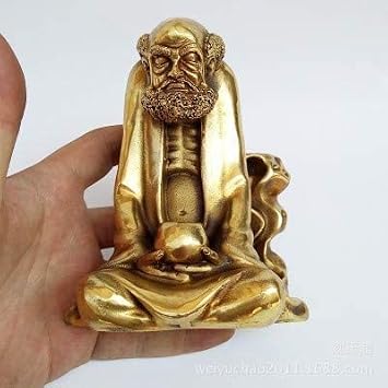 Pure Copper Dharma Ancestral Ornaments Dharma Ancestral Buddha Statue Back Incense Burner Bronze Bodhidharma Ancestral Statue 10X6.5X9.5Cm