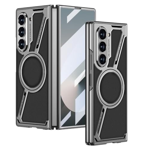 Image of TechTrendz Fortless Elite Pro Z Style Magnetic Leather Case for Samsung Galaxy Z Fold 6 / Z Fold6 5G,Shockproof Elegent Cover Compatible with Magnetic Wireless Accessories (Black)