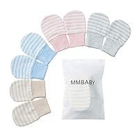 MMBABY 4 Paare Neugeborenen Handschuhe,Babyhandschuhe aus Baumwolle als Neugeborenen Handschuhe, No Scratch Fäustlinge Handschuhe Babyhandschuhe Keine (0-6 Monate, 4 Packstreifen)