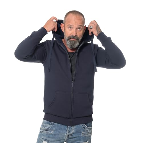 ROCK-IT Apparel Bluza z kapturem dla mężczyzn – na chłodne dni, z podszewką w górnej części i kapturem [rozmiary S-5XL] bardzo miękka tkanina najwyższej jakości Granatowy 4XL