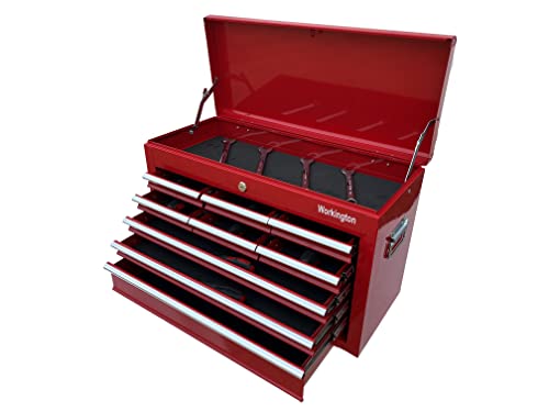 Workington Portable Metal Tool Chest With 9 Drawers, 24" Cabinet With Ball Bearing Drawer Slides, Steel Tool Storage Box Organizer 4006 Red #TOP7