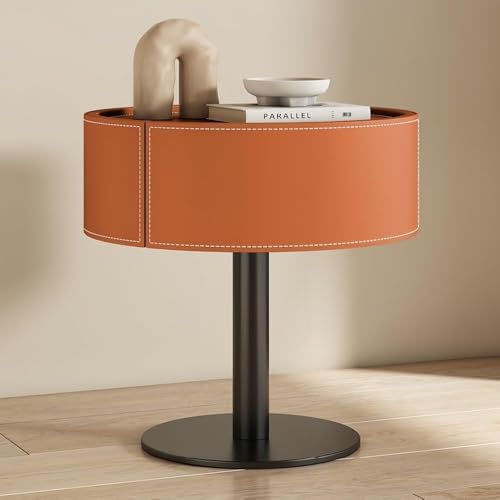Modern Black Round Nightstand with Drawer - Stylish Bedside Table & Multi-Purpose End Table for Living Room Storage Solutions