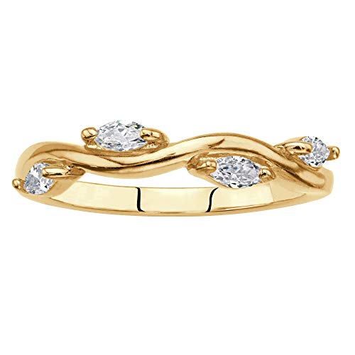 Palm Beach Jewelry 18K Yellow Gold Plated Marquise Cut Cubic Zirconia Stackable Vine Ring Size 6