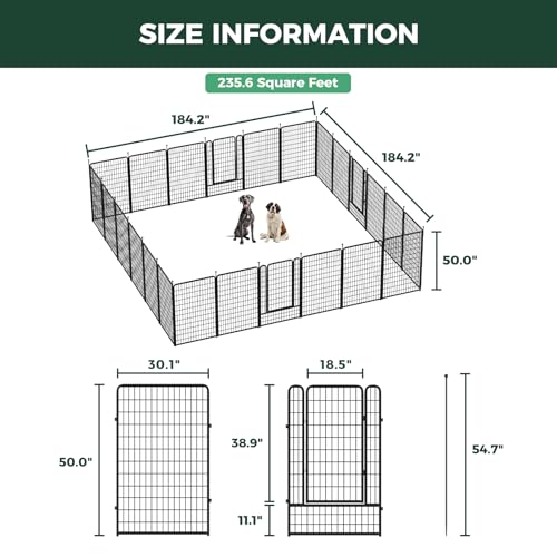 Image of FXW Rollick Unleashed Dog Playpen for Indoor, Yard, RV Camping, 50 inch 24 Panels for Large Dogs, Black│Patented
