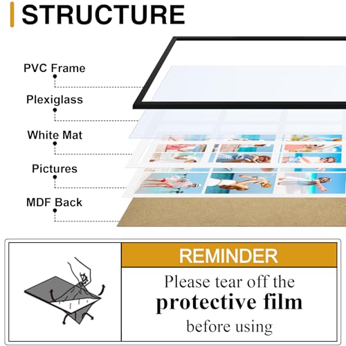 decorUhome 14x20 Picture Frames Collage Wall Decor, Display 9Pcs 4x6 Photos with Mat or 1Pcs 14x20 Unmatted, 9 4x6 Collage Picture Frames for Wall Mounting, Black