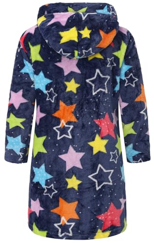 Image of Kids Hooded Bathrobe Girls Soft Plush Hooded Flannel Pajamas Sleepwear Boys Spa Robe
