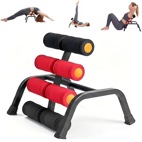 Lerpio Mini Inversion Table with Rollers, Back Extension Machine for Back Pain Relief, Easy to Assemble & 297LBS Weight Capacity, Spinal Decompression Table for Home Gym (Red)