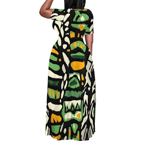 Image of PinkPatty Plus Size Maxi Dress for Women Summer Casual Short Sleeve Tshirt Dresses with Pockets (XL-6XL)