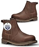 V12 Rawhide Chelsea Boots for Men - Steel Toe Cap Boots with Heat-Resistant Sole & Pierce-Resistant Midsole - Brown, Size UK 13