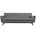 Modway Engage Mid-Century Modern Upholstered Fabric Sofa in Expectation Gray