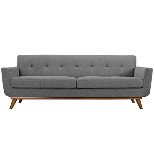 Modway Engage Mid-Century Modern Upholstered Fabric Sofa in Expectation Gray by Modway - Used condition - Image 2
