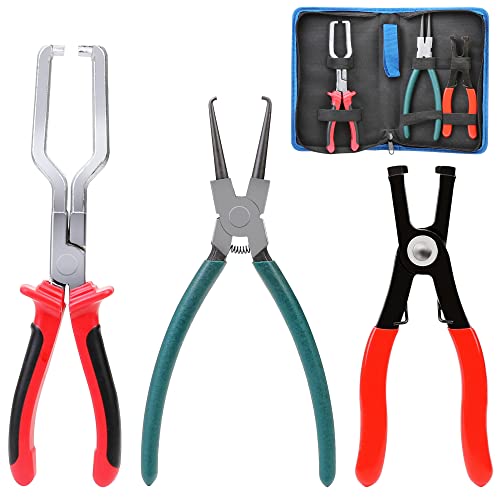 Wynnsky Fuel Line Pliers, Quick Disconnect Pliers, 9 Inch Fuel Filter Caliper, 80 Degree Disconnect Pliers, 3Pcs Pliers For All Automobiles #TOP28