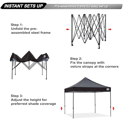 ABCCANOPY Pop up Canopy Tent Commercial Instant Shelter with Wheeled Carry Bag, 10x10 FT Black by ABCCANOPY - Image 3