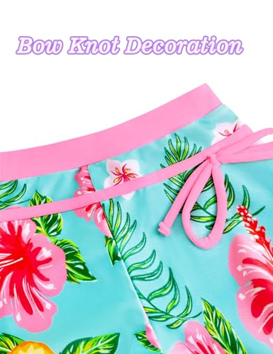 Image of Girls Swimsuits 2 Piece Summer Boyshort Bathing Suit Rash Guard Swimwear for Kids Child Beach with Sun Protection