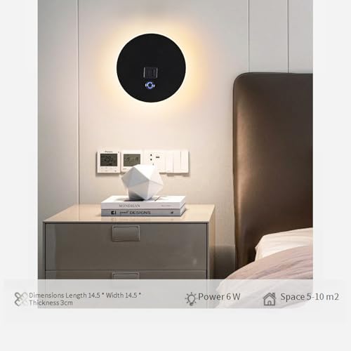 Luz de pared con puerto USB de carga y toma de corriente para dormitorio 6