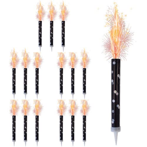 Ice Fountain Candles for Cakes, Cake Sparklers, Cake Toppers, Ideal for Christmas Decoration, Birthday Party, Decorations, and Other Special Occasions (15Pcs Black Fountain)
