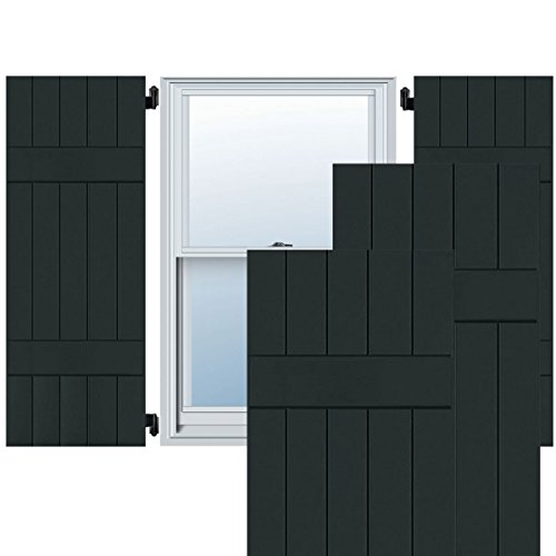 Ekena Millwork RWB18X067DGM Exterior Five Board Real Wood Sapele Mahogany Board-n-Batten Shutters (Per Pair), 18" x 67", Dark Green