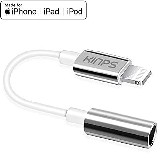 KINPS Apple MFI Certified Lightning to 3.5 mm Headphone Jack Adapter Compatible